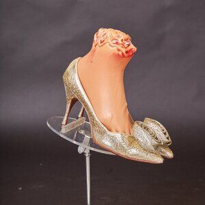 1950s Metallic Gold Rose Tipped High Heels